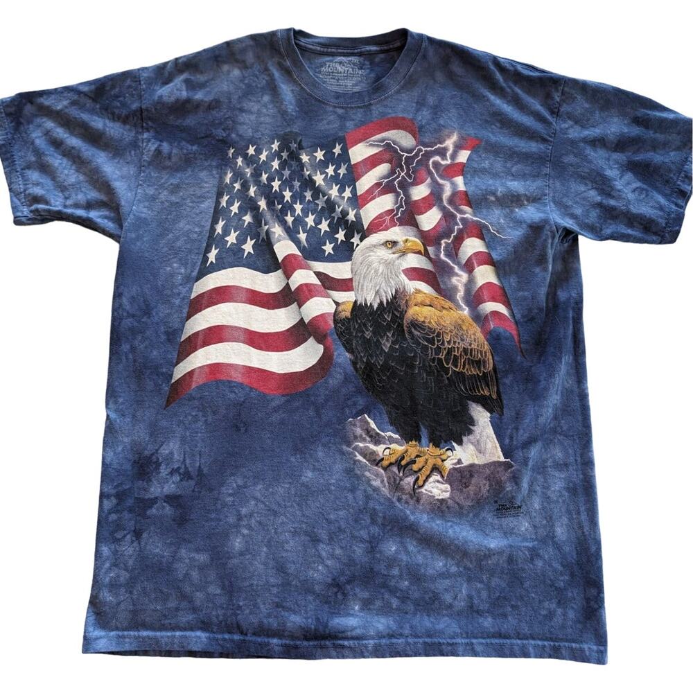 The Mountain Shirt Mens 2XL Blue Tie Dye American Eagle Flag Y2K Patriotic Retro